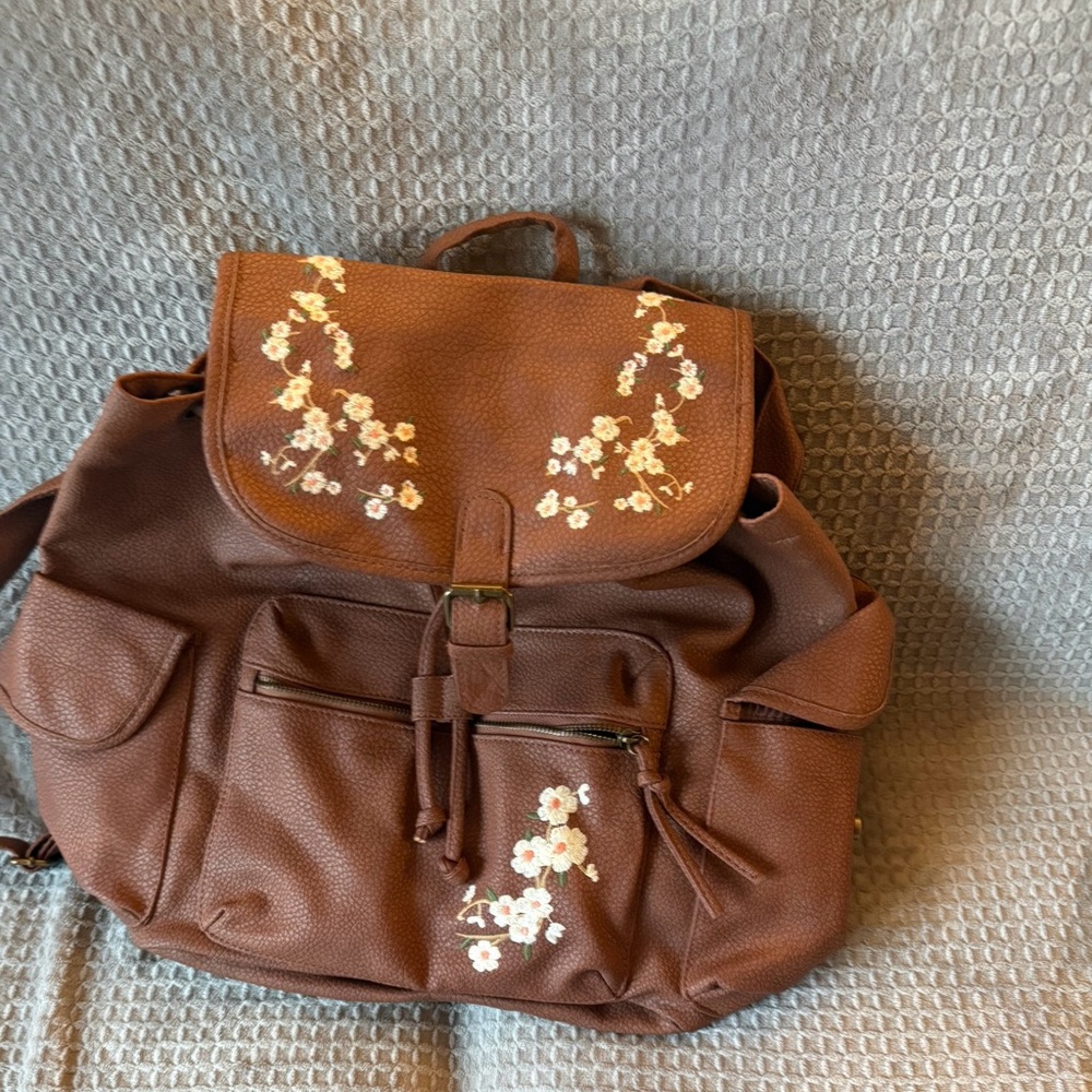Brown Floral Women's Backpack